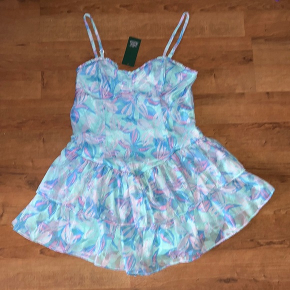 wild fable Dresses & Skirts - NWT Wild Fable Women's Sweetheart Sleeveless Floral Tiered Jacquard Dress Blue